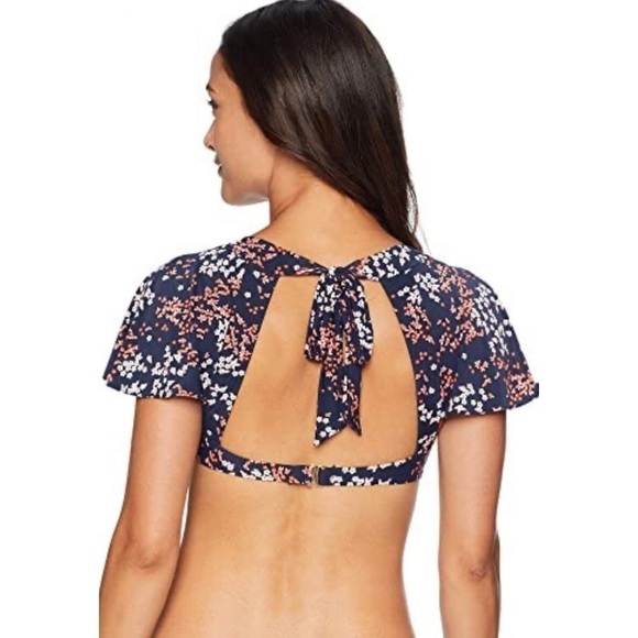NWT Michael Kors Cap Sleeve Underwire Bikini Top in Scattered Blooms Print sz L - Picture 3 of 16